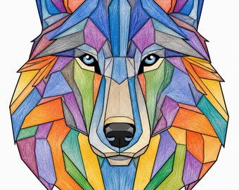 Libro para colorear de animales geométricos de baja poligonalidad / 30 páginas de arte poligonal imprimibles (descarga en PDF)