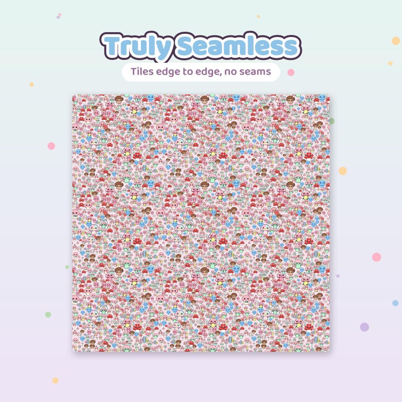 Kawaii Mushroom Seamless Patterns | 12 Digital Papers (Commercial Use) image 2