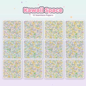 Kawaii Weltraum Digitales Papier | Nahtlose Muster, Kommerzielle Nutzung (Instant Download) Bild 3