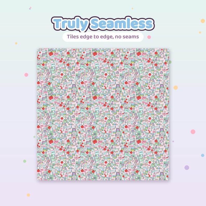 Kawaii Schule Digitales Papier | Briefpapier Seamless Patterns (30 x 30 cm) Bild 2