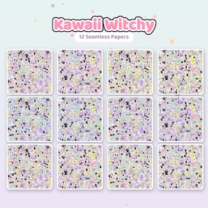 Kawaii Witchy Digital Paper Pack | 12 Seamless Patterns (Commercial Use) image 3