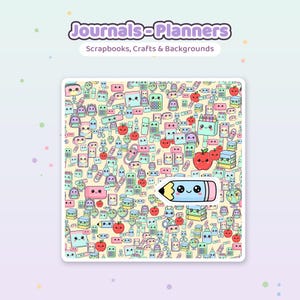 Kawaii Schule Digitales Papier | Briefpapier Seamless Patterns (30 x 30 cm) Bild 5