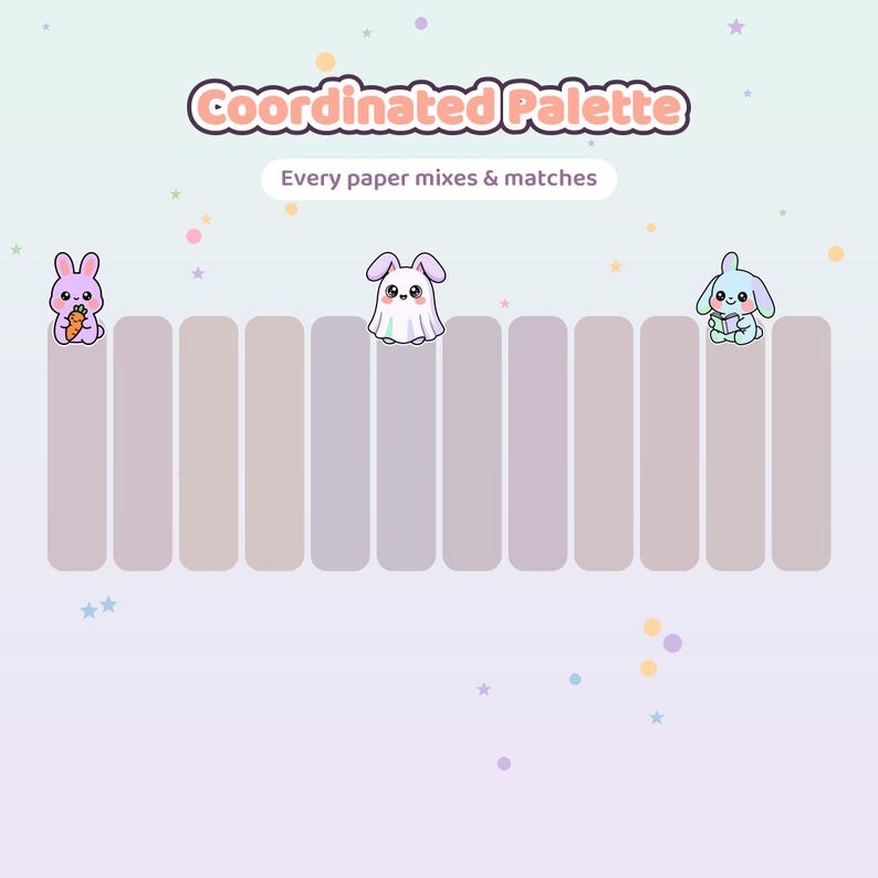 Kawaii Bunny Digital Paper Pack | Seamless Patterns, Scrapbook Paper (12x12in, Commercial Use) imagen 4