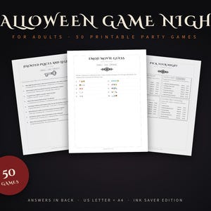 Paquete de juegos para fiestas de Halloween, 50 juegos imprimibles para adultos (PDF) imagen 1