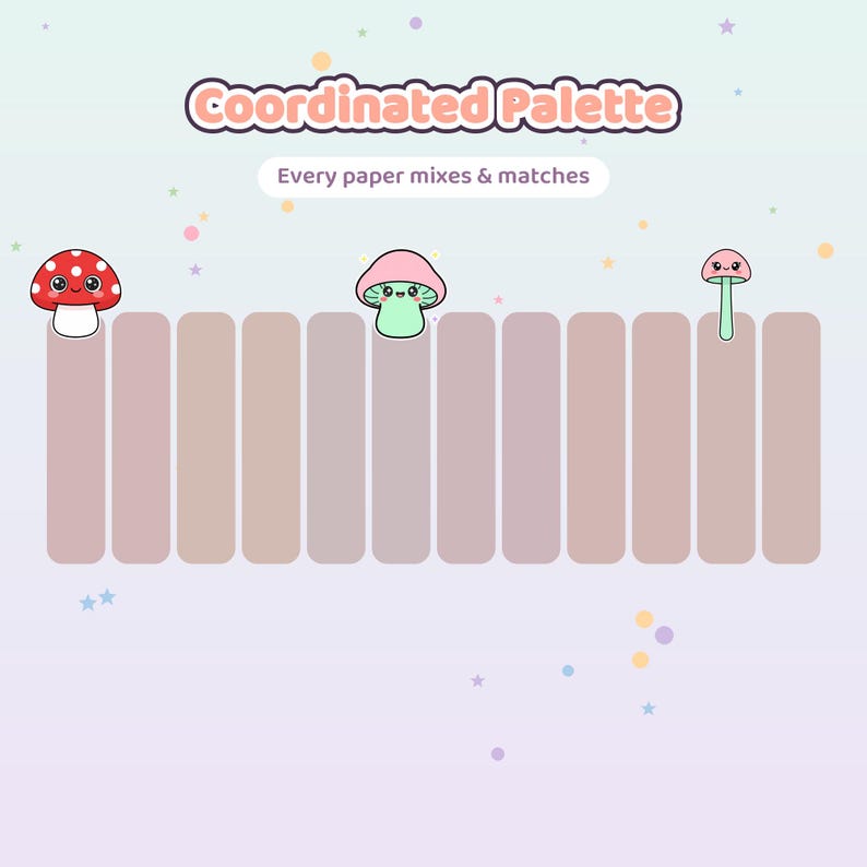 Kawaii Mushroom Seamless Patterns | 12 Digital Papers (Commercial Use) image 4