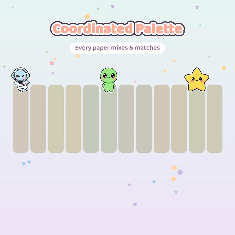 Kawaii Weltraum Digitales Papier | Nahtlose Muster, Kommerzielle Nutzung (Instant Download) Bild 4
