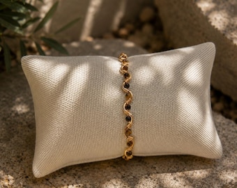 Golden Ember Bracelet - November Tiger eye birthstone bracelet - gold wire spiral wrapped - Handmade