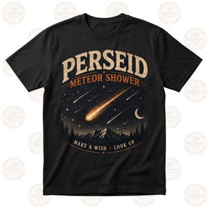 Perséides 2026 (PNG), T-shirt Météore, 12 et 13 août, Astronomie, Sublimation DTF, Ciel étoilé (Téléchargement numérique)