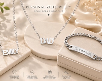 Custom Name Necklace for Men, Personalized Stainless Steel Dad Chain