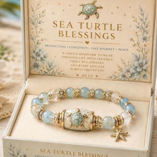 Sea Turtle Blessings Bracelet | Protection, Longevity, Safe Journey, Peace