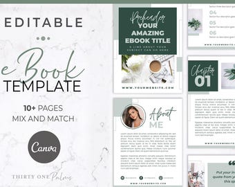 Szablon e-booka Canva, 10-stronicowy e-book | Eucalyptus dla blogerów, edytowalny szablon skoroszytu | Szablon Canva z magnesem na potencjalnych klientów