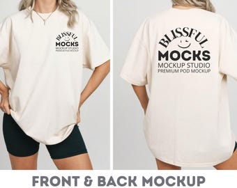 Comfort Colors C1717 Front & Back Mockup, Oversized T-Shirt Mockup, Unisex Apparel Mockup, Front Back Tee Mockup, POD Shirt Mockup,
