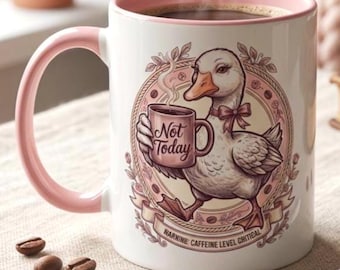 Taza "Hoy no, ganso", taza de café femenina y divertida, regalo para amantes de los gansos, taza con humor para introvertidos, estética de chica agotada, taza sarcástica y linda