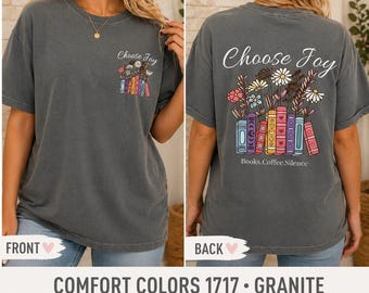 Camiseta "Elige la alegría: Estantería" / Camiseta floral para amantes de los libros