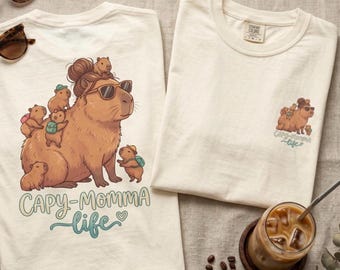 Camiseta Capybara Mom Life, Camiseta cómoda para amantes de los animales, Conjunto relajado para mamás