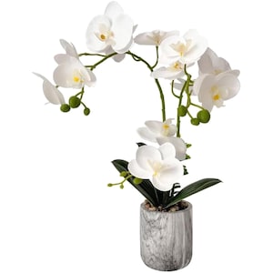Kunstmatige witte orchideeën, nepzijden Phalaenopsis in pot, decoratie voor bruiloften, badkamers en kantoren.