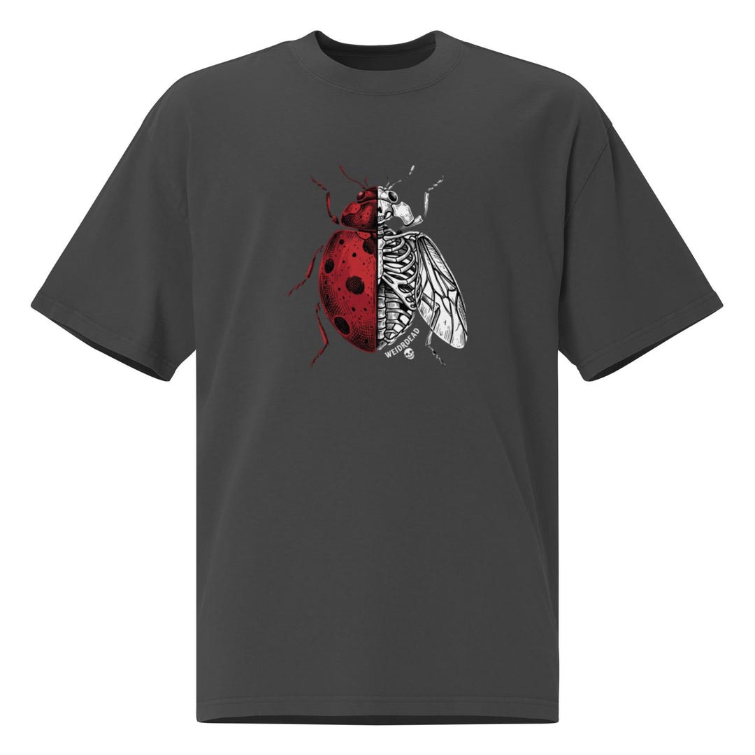 Half Alive Half Dead Ladybug T-shirt, Skeleton Insect Graphic Tee ...
