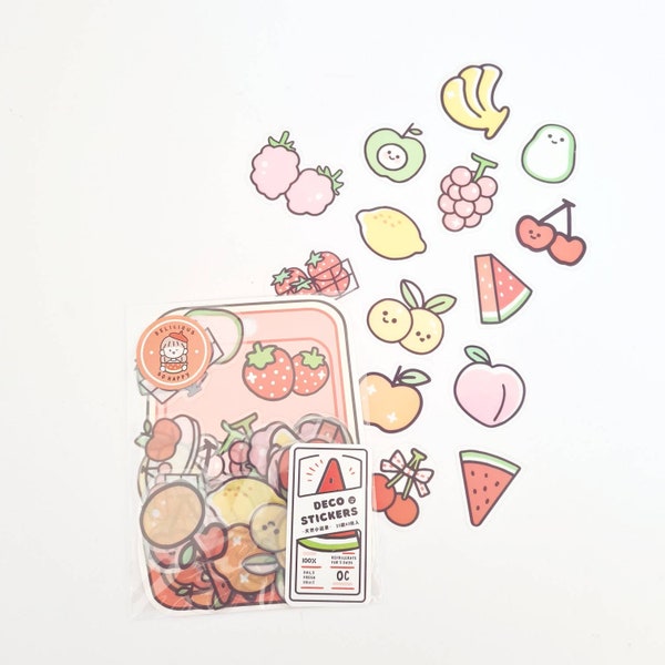 kawaii fruits set - 40 stickers.