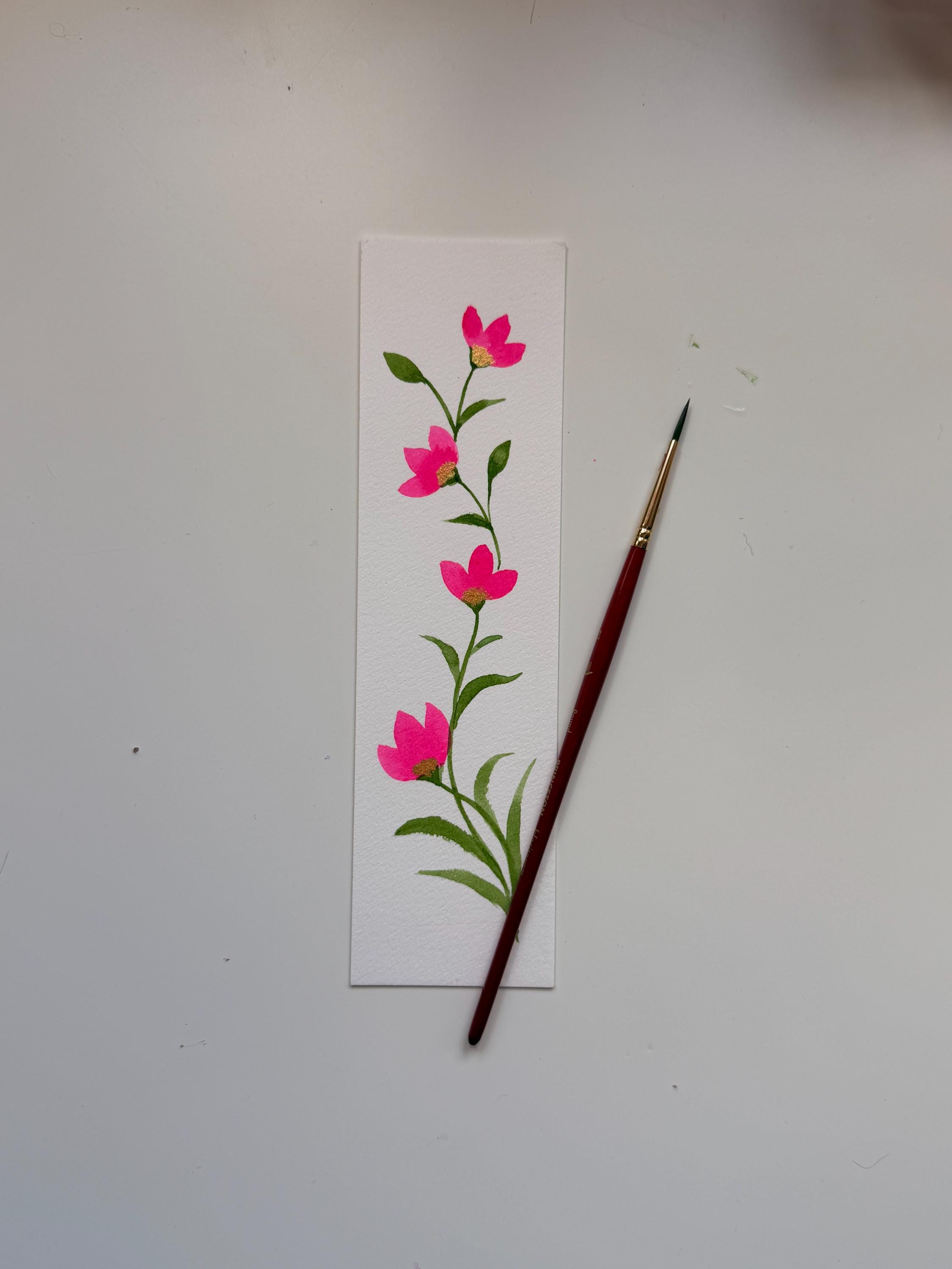Soft Bloom Bookmark | Hand Painted Floral Bookmark | Pink Watercolour ...