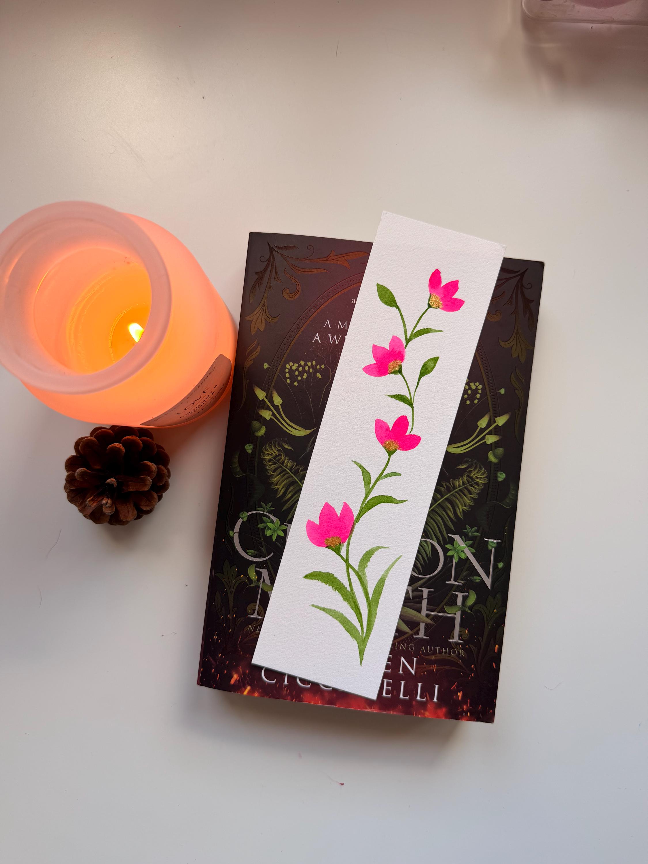 Soft Bloom Bookmark | Hand Painted Floral Bookmark | Pink Watercolour ...