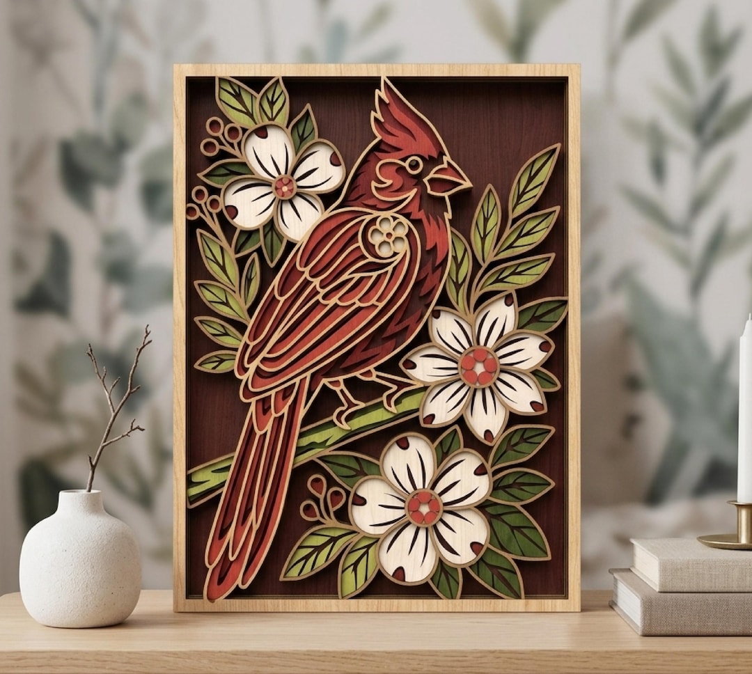 Cardinal Cut File 8-multi Layer Cardinal SVG DXF, CNC Laser Cut File (digital Download ...