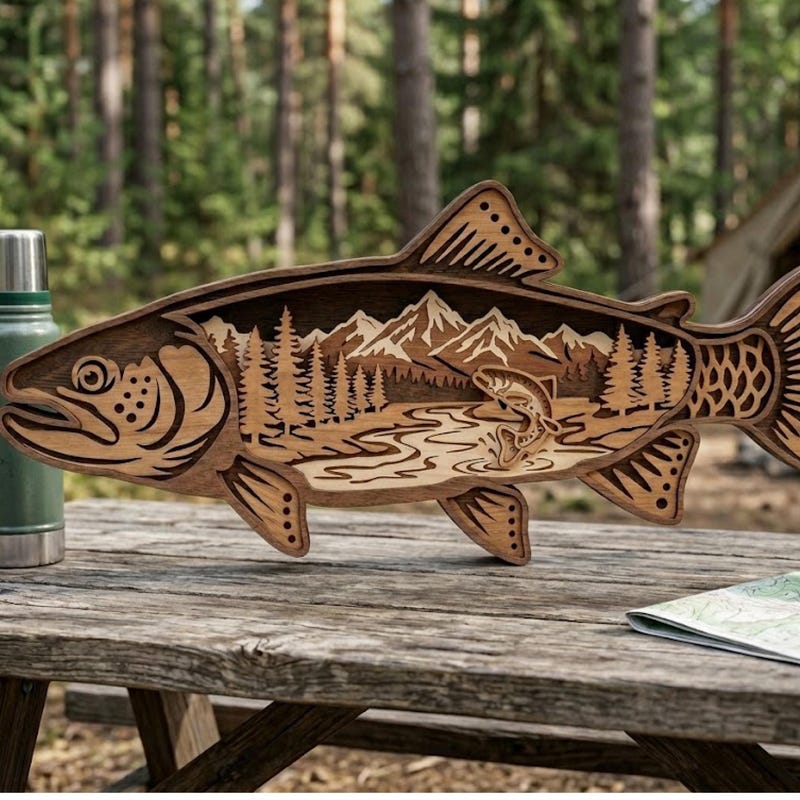 Layered Laser Fish - Etsy UK
