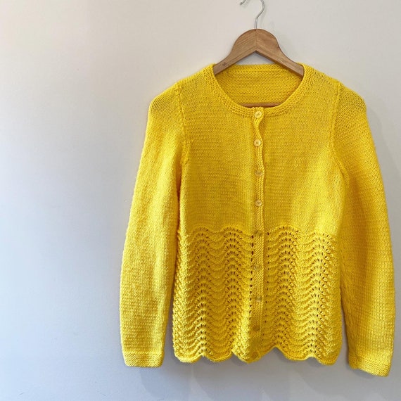 Handmade knitted sunshine lemon yellow cardigan