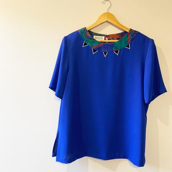 Vintage women's floral flower blouse colourful bri