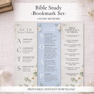 SOAP Bible Study Bookmark Printable Christian Scripture Journaling Tool ACTS Prayer Method Card Faith Planner Insert Instant Download PDF