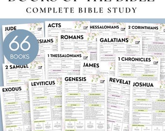 Books of the Bible Study Guide Printable 66 Books of the Bible Summary Old New Testament Christian Workbook Scripture Study Tools Bundle