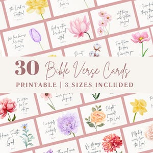 30 Bible Verse Card Printable PDF Scripture Cards Business Card Size Christian Affirmation Card  Bible Memory Verse Card Printable Download