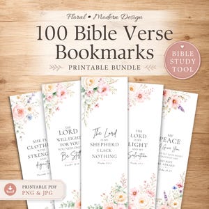 Bible Bookmark Printable Bible Verse Bookmark Faith Scripture Study Guide Bible Study Christian Gift for Women Girl Floral PNG Bible Bundle