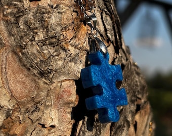 Deep Blue Art Necklace, Meaningful Gift for Her, Handmade Resin Pendant