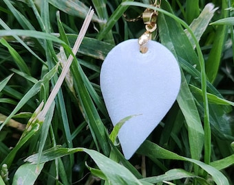 White Pearlescent Necklace Gift for Her, Handmade Resin Pendant, Moonlight Inspired Necklace