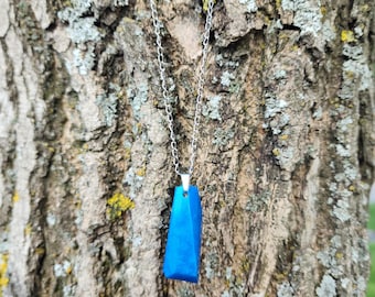 Ocean Inspired Jewelry, Sky Blue Resin Necklace, Handmade Elegant Pendant