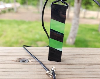Rustic Wooden Necklace, Handmade Wood and Resin Pendant, Forest Path Necklace