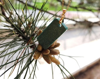 Green Nature Necklace Gift for Her, Handmade Resin Pendant, Forest Inspired Jewelry