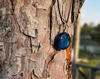 Blue Galaxy Jewelry Set, Matching Necklace and Bracelet Set, Handmade Resin