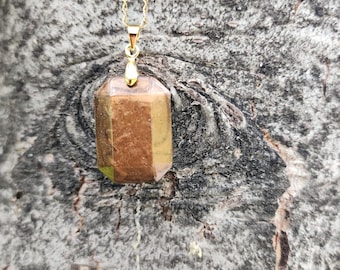Brown Resin Necklace, Geometric Pendant, Minimalist Earth Tone Jewelry