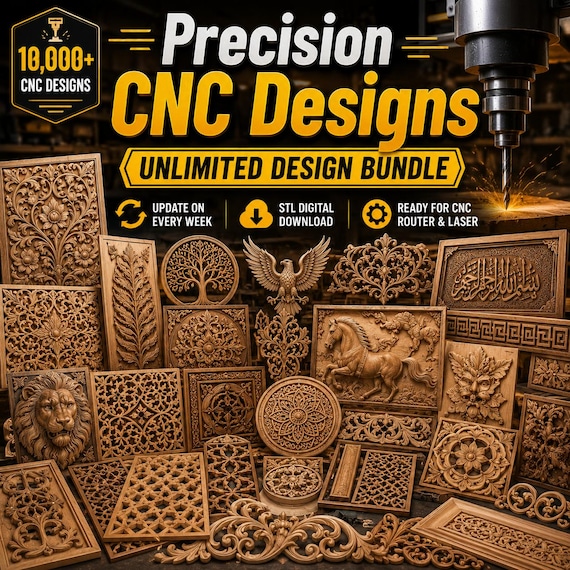 Big  CNC Router STL Files Bundle | 3D Relief Carving Designs for CNC & 3D Printing | Wood Carving stl Models | Laser Cut Digital Download