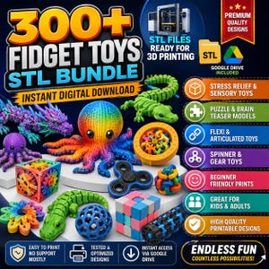 300+ Fidget Toys stl Bundle | 3D Printable Anti Stress Toy Pack | Sensory  Digital Download | Flexi Toys stl Files | Puzzle & Fidget Models
