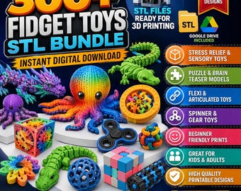 300+ Fidget Toys stl Bundle | 3D Printable Anti Stress Toy Pack | Sensory  Digital Download | Flexi Toys stl Files | Puzzle & Fidget Models