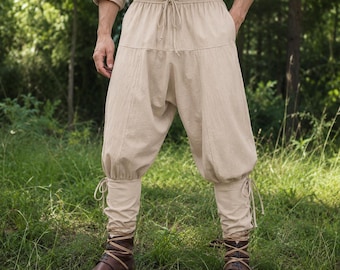 Pantaloni harem vichinghi, pantaloni medievali con lacci, pantaloni da pirata, abbigliamento per festival rinascimentali, abbigliamento cosplay da uomo