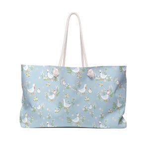 Whimsical Floral Weekender Bag – Spun Polyester Travel Tote Assembled USA