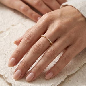 Wrap Ring Women, Cubic Zirconia Pave Open Band, Minimalist Dainty Ring, Adjustable Statement Ring, Delicate Stackable Ring