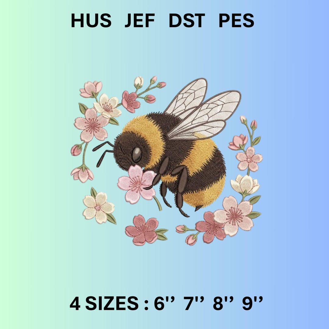 Bumble Bee Embroidery Design Cute Honey Bee Machine Embroidery File ...