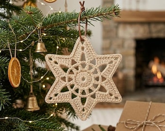 Crochet Star Ornament Pattern, Beginner Christmas Tree Decor (PDF Download)