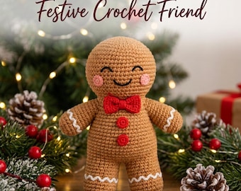 Gingerbread Man Amigurumi Crochet Pattern, Beginner Holiday Plush Toy (Digital Download)