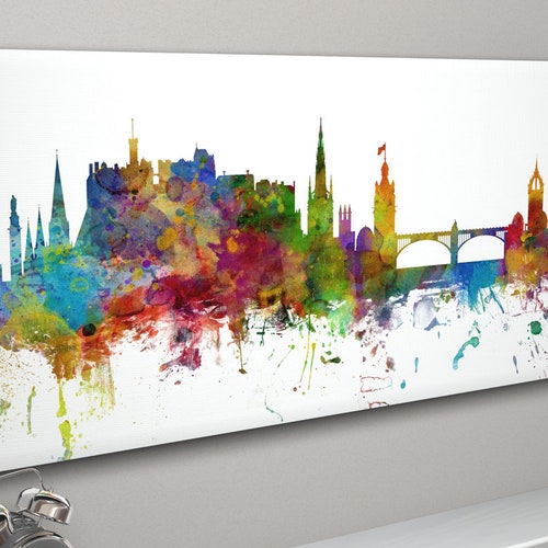 Edinburgh Skyline Canvas Edinburgh Scotland Cityscape Canvas Etsy