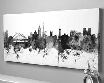 Newcastle Skyline Canvas, Newcastle Cityscape Box Canvas Art Print (2184)